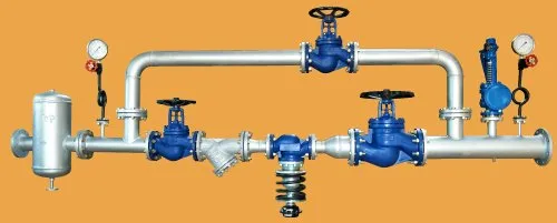 Engineered pressure reducing station undergoing hydro testing for assured durability
